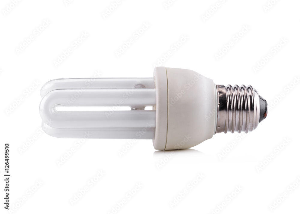 Energy Saving Lightbulb with Screw Bottom Isolated on White Back Energy Saving Lightbulb with Screw Bottom Isolated on White Back