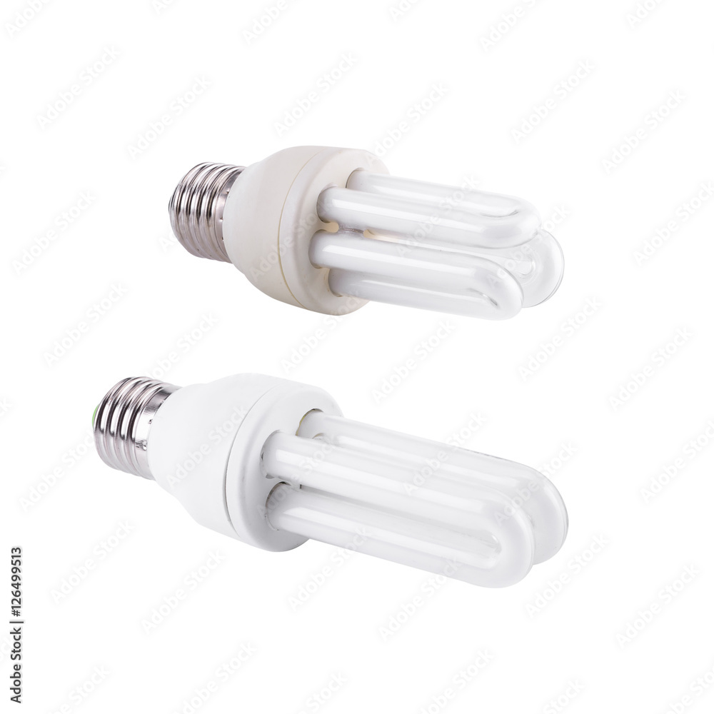Energy Saving Lightbulb with Screw Bottom Isolated on White Back
