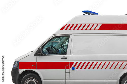 Ambulance service van isplated on white