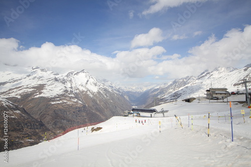 station of ropeway, Ski Lift Zermat Matterhorn Snow Mountains