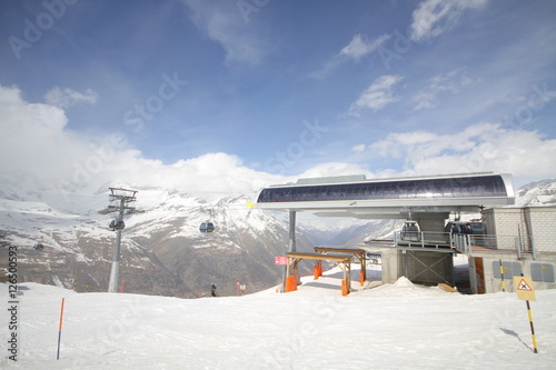 station of ropeway, Ski Lift Zermat Matterhorn Snow Mountains