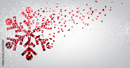 Festive background with red snowflake.