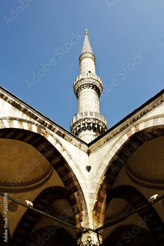 Minaret, Istanbul, Turkey and historic architecture and medieval