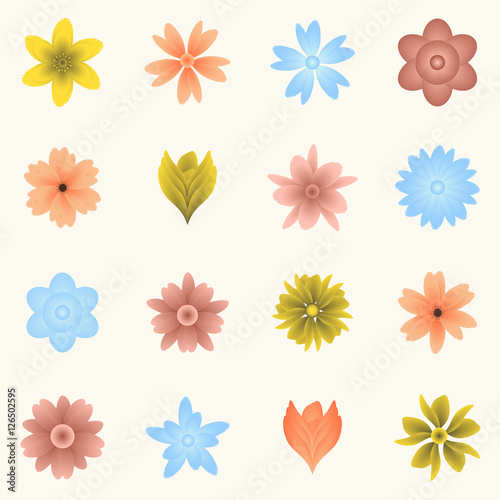 Multiple flowers and blossoms - various colors template