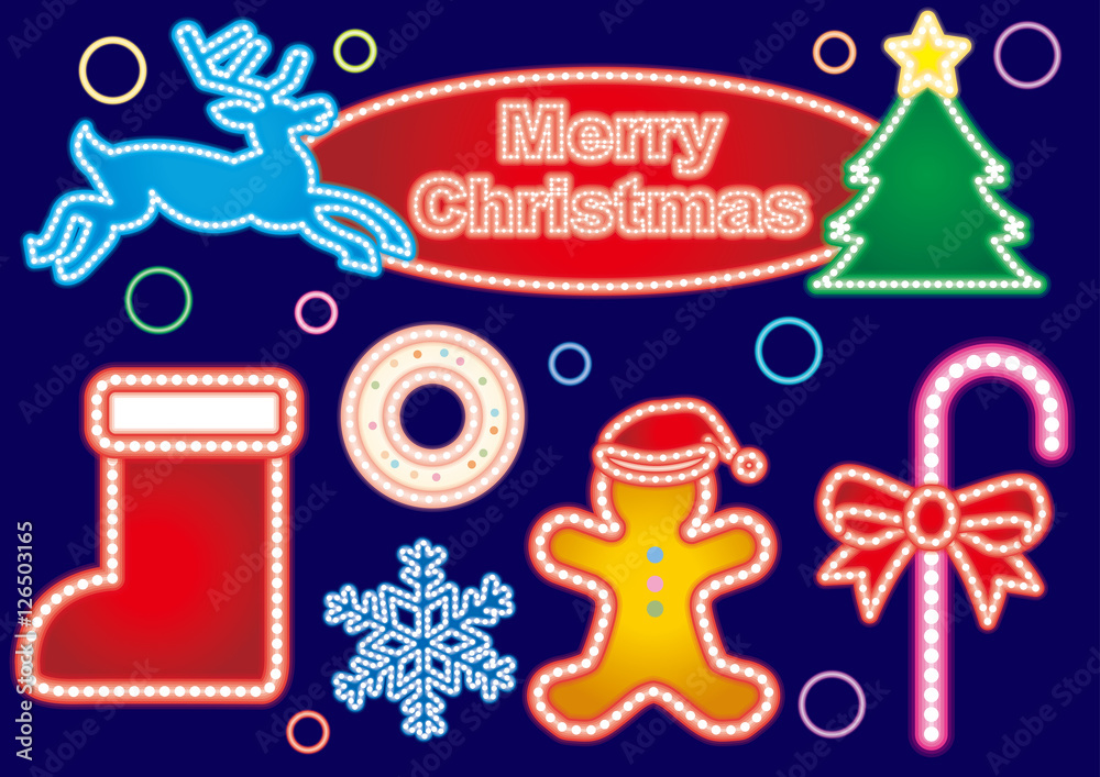 Naklejka premium クリスマスネオンセットB
