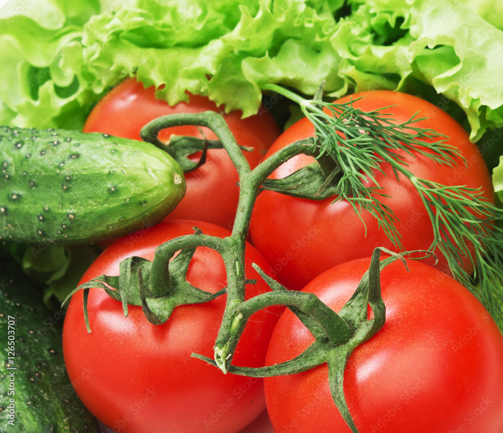 Tomato, cucumber and lettuce salad Tomato, cucumber and lettuce salad
