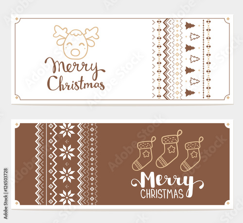 Two vector christmas stylized illustration with handwritten text