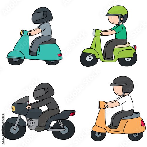 vector set of riding motorcycle