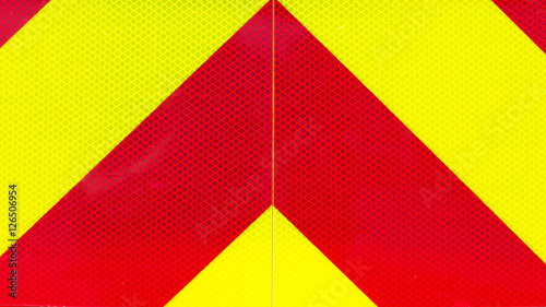 yellow and red retroreflective panel on a fire truck