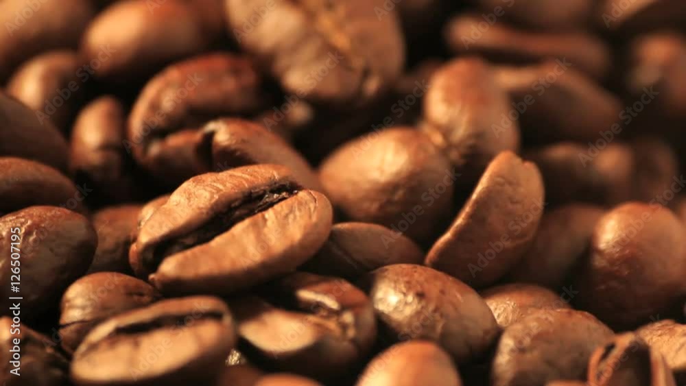 Coffee beans tracking shot Coffee beans tracking shot