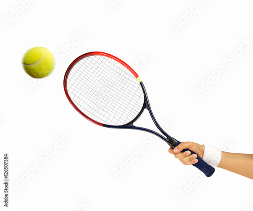 hitting a tennis ball