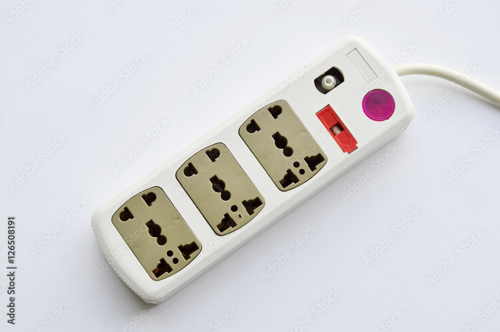 plug socket with assorted hole on white background