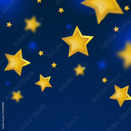 Abstract vector blue background with gold falling stars