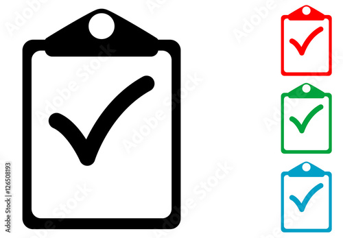 Icono plano clipboard con validacion varios colores