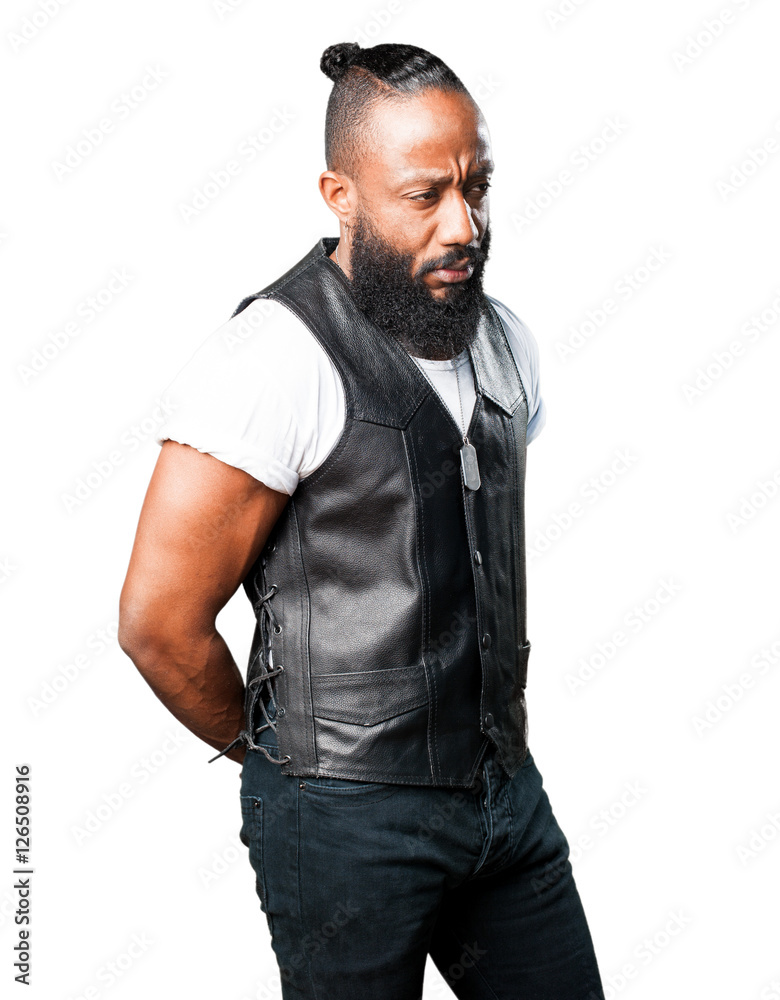 Fototapeta premium motorcyclist man thinking