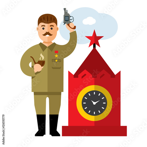 Vector Soviet leader parodic character. Flat style colorful Cartoon illustration photo