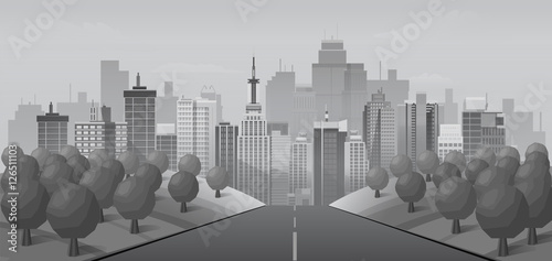 Grey Road to urban city