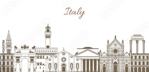 vector template with famous landmarks of Italy