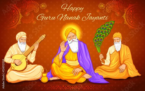 Happy Guru Nanak Jayanti festival of Sikh celebration background