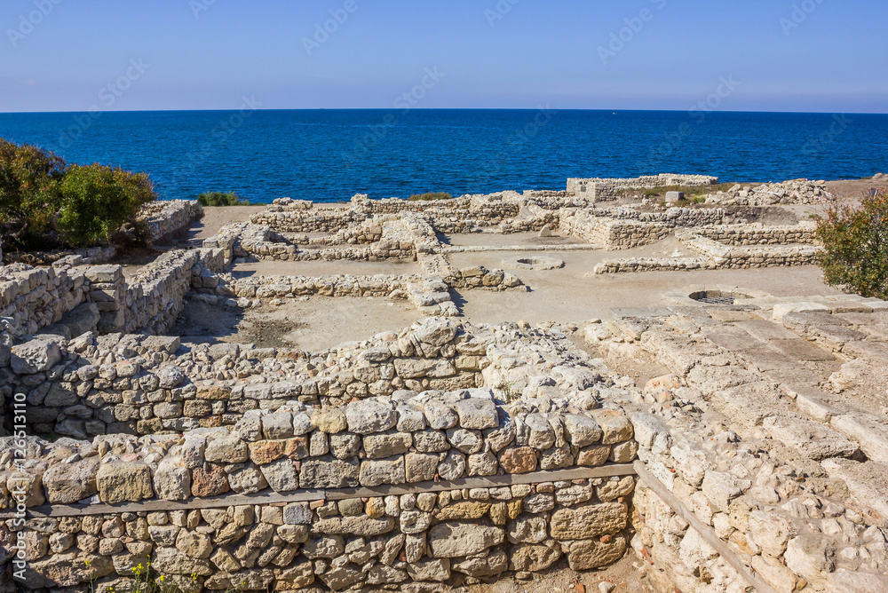 excavations of the ancient city near the sea coast