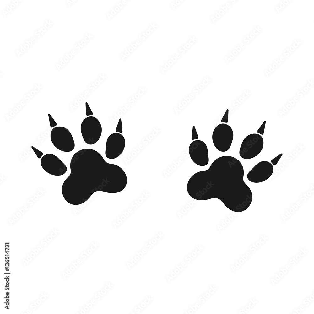 Fototapeta premium Footprints of animal paw. Web line icon. Abstract vector. For web and mobile applications, illustration design, creative business infographic, brochure, banner, presentation, concept poster, cover.