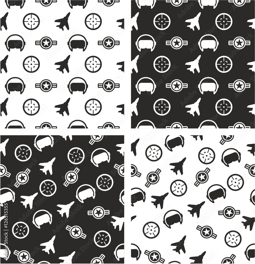 Fototapeta premium Air Force Aligned & Random Seamless Pattern Set