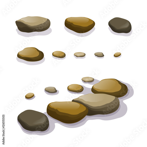 Vector set of different boulders and stones isolated