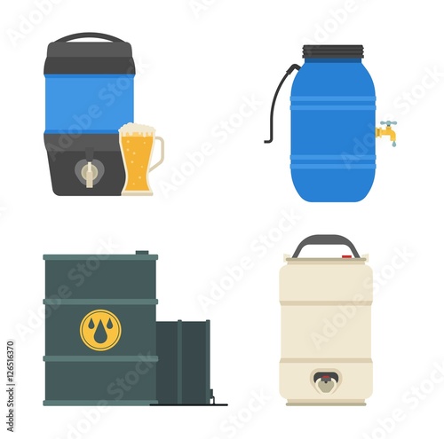 Barrel capacity tanks vector set.