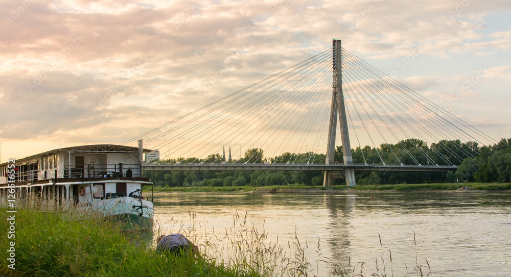 Holy Cross Bridge over Vistula river in Warsaw Poland