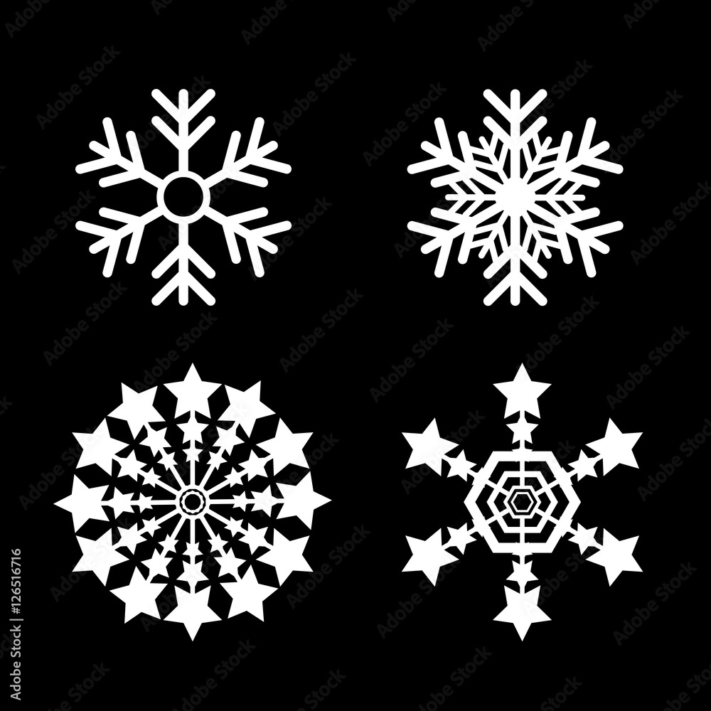 Snowflakes vector set. white snow flake icon set Snowflakes vector set. white snow flake icon set