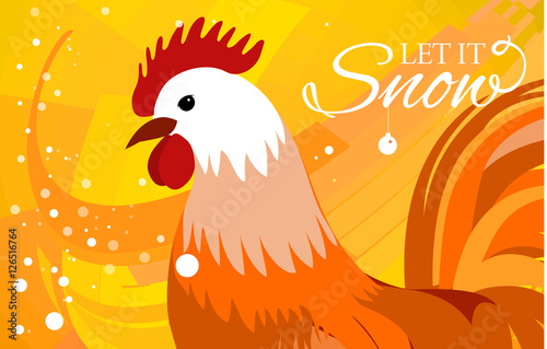 Rooster 2017 Chinese New Year greeting card. Christmas background. beautiful colorful and bright. Celebration with   place for your text.