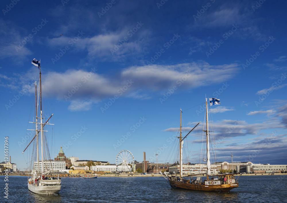 old sailing boats in helsinki city harbor port finland old sailing boats in helsinki city harbor port finland