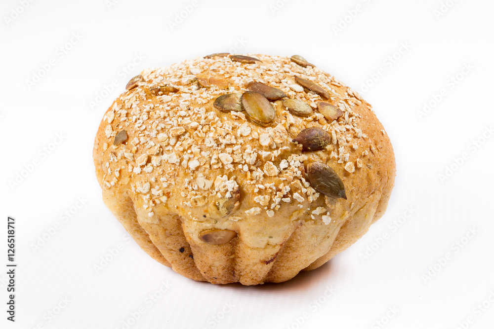 small bread in a basket on a white background, studio photo small bread in a basket on a white background, studio photo