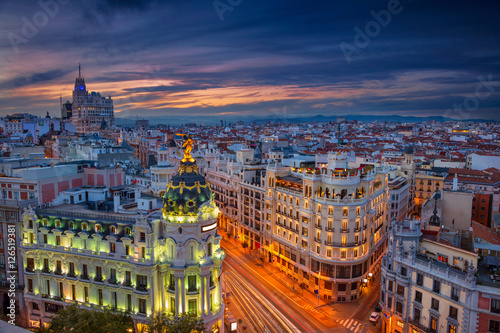 Madrid. Cityscape image of Madrid, Spain during sunset.
