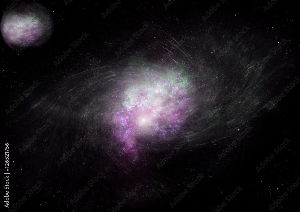 Fototapeta premium Stars, dust and gas nebula in a far galaxy