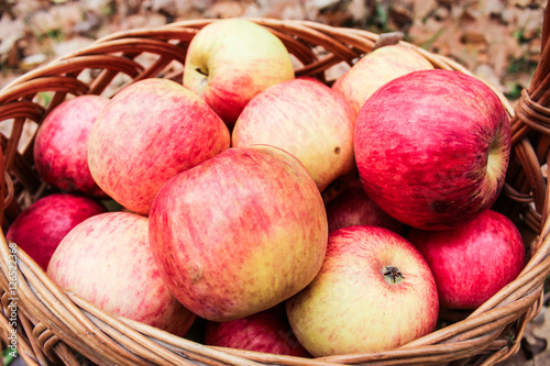 Ripe apples in a basket.