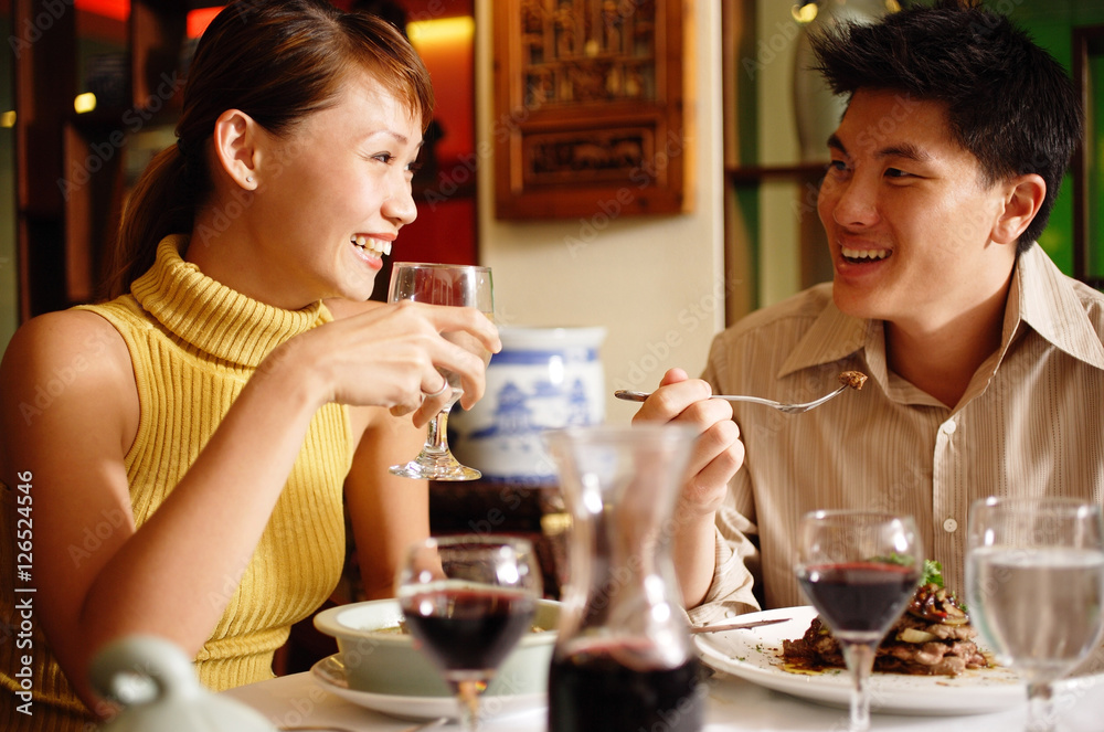 Couple dining in restaurant
