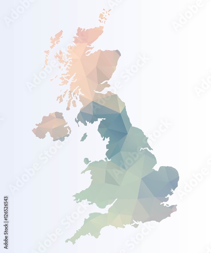 Fotografie, Obraz Polygonal map of Britain