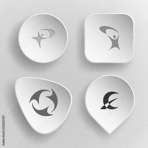 4 images: abstract little man, recycle symbol, monetary sign. Ab
