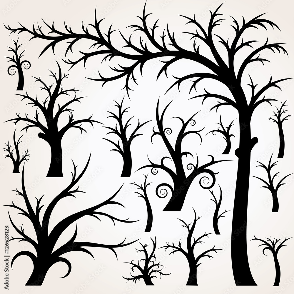 Obraz premium Vector Cartoon Tree Collection