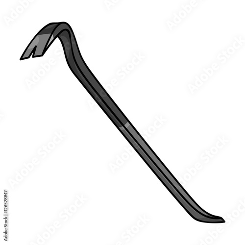 Crowbar icon in monochrome style isolated on white background. Crime symbol stock vector illustration.