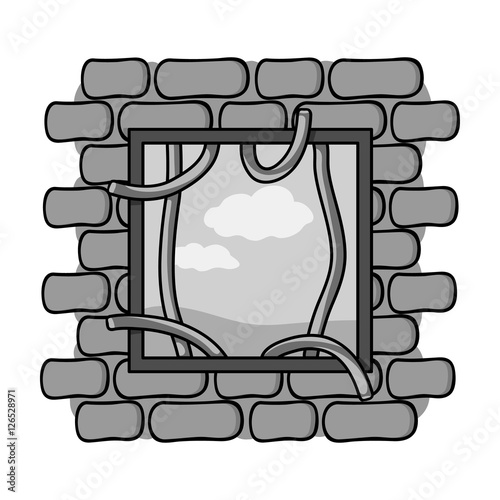 Prison escape icon in monochrome style isolated on white background. Crime symbol stock vector illustration.