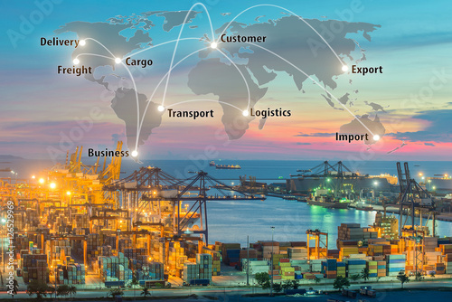 Map global logistics partnership connection of Container Cargo