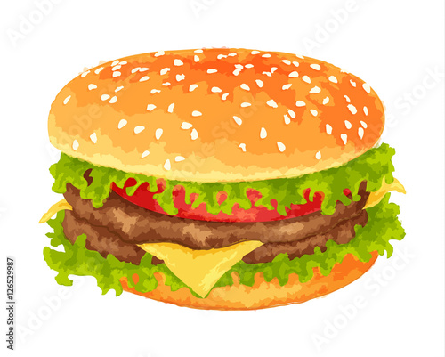 Big burger on white background