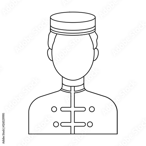 Bellboy icon in outline style isolated on white background. Hotel symbol stock vector illustration.