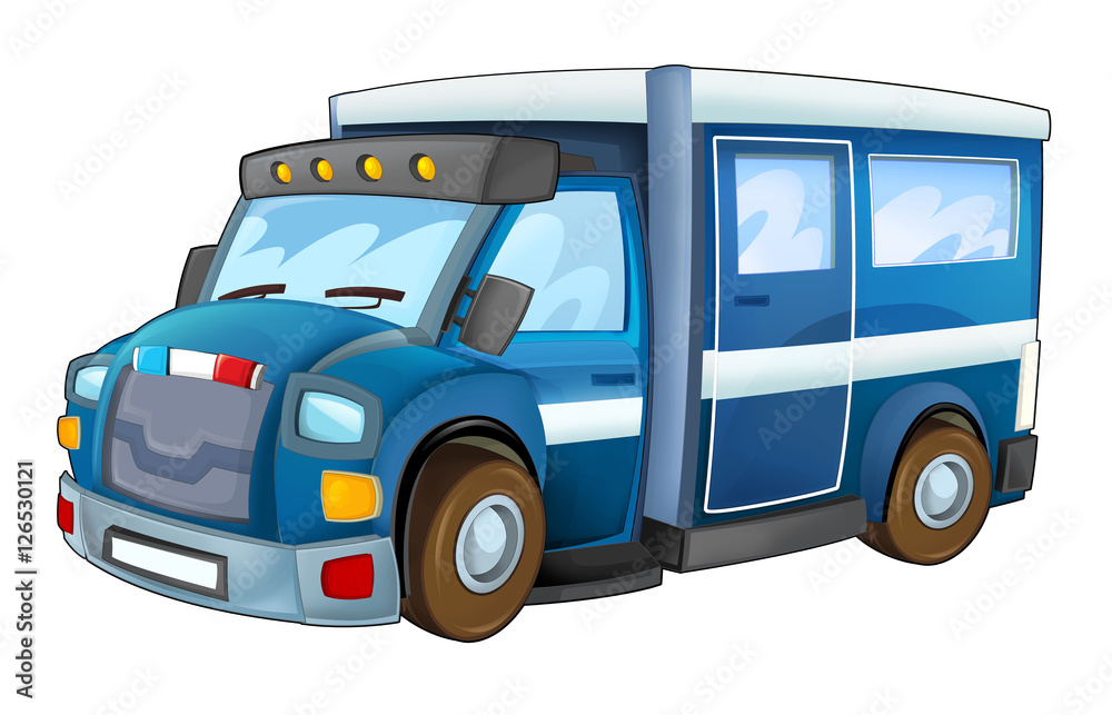 Cartoon police car - truck - isolated - illustration for children