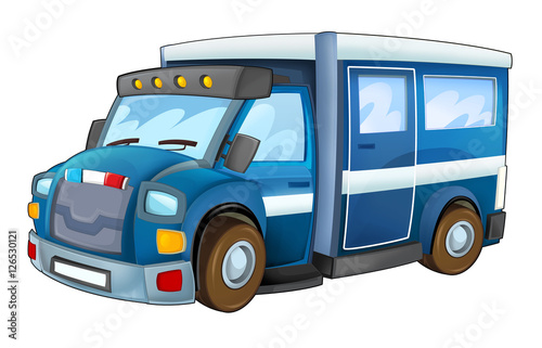 Cartoon police car - truck - isolated - illustration for children