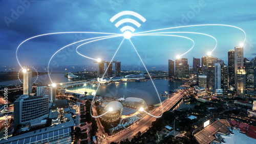 Singapore smart city and wifi communication network, smart city photo