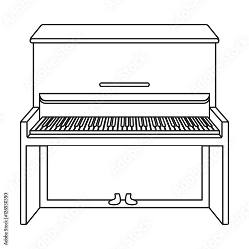 Piano icon in outline style isolated on white background. Musical instruments symbol stock vector illustration