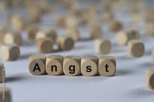 Tableau sur toile Angst - Holzwürfel mit Buchstaben